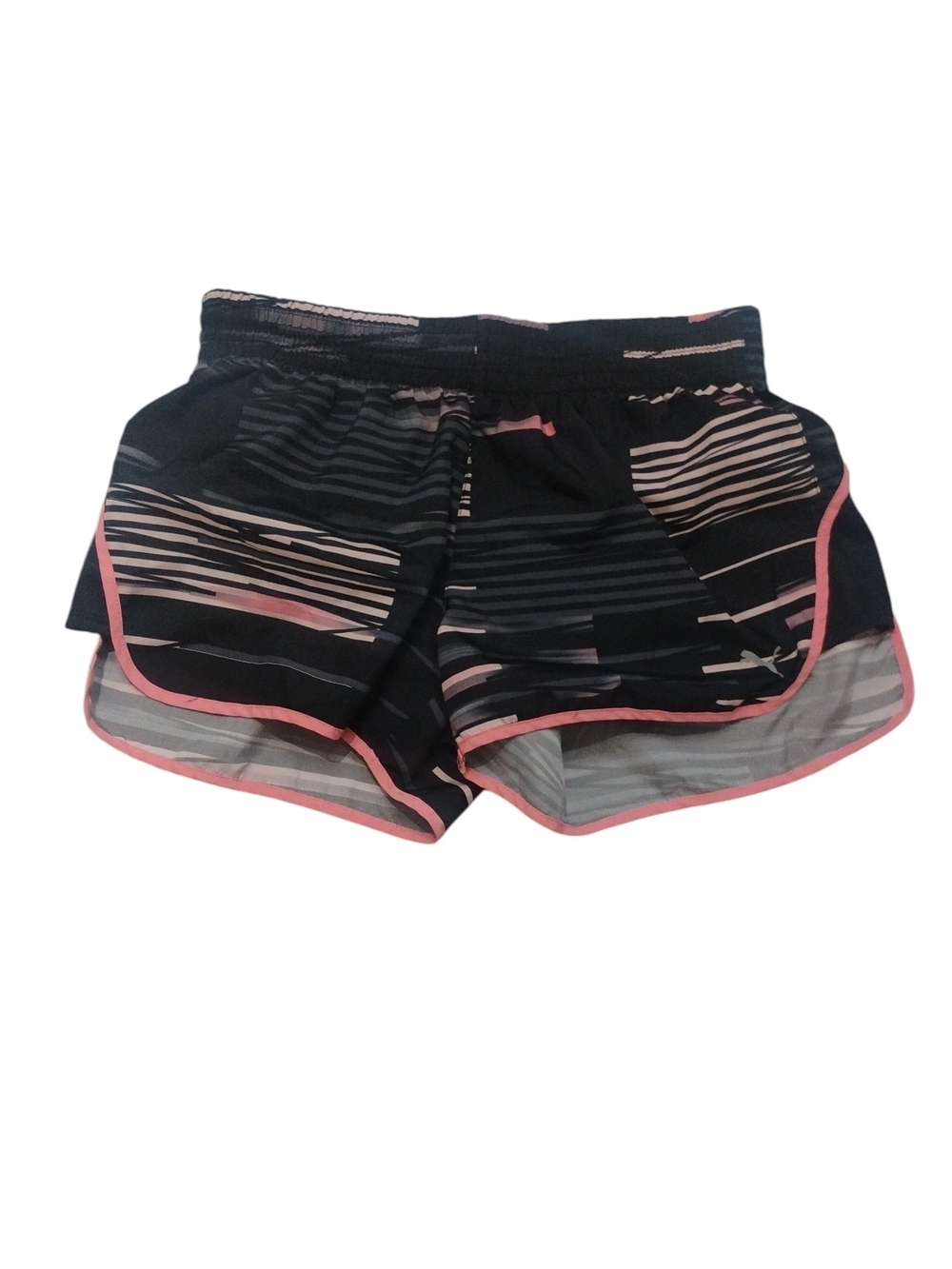 Puma Women’s Black Athletic Shorts with Pink Trim Size M